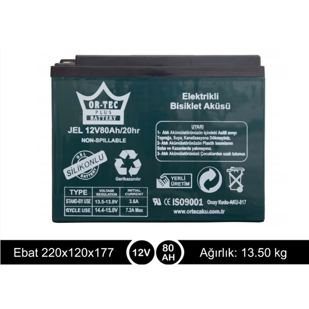 12V 80AH Akü E-Bike