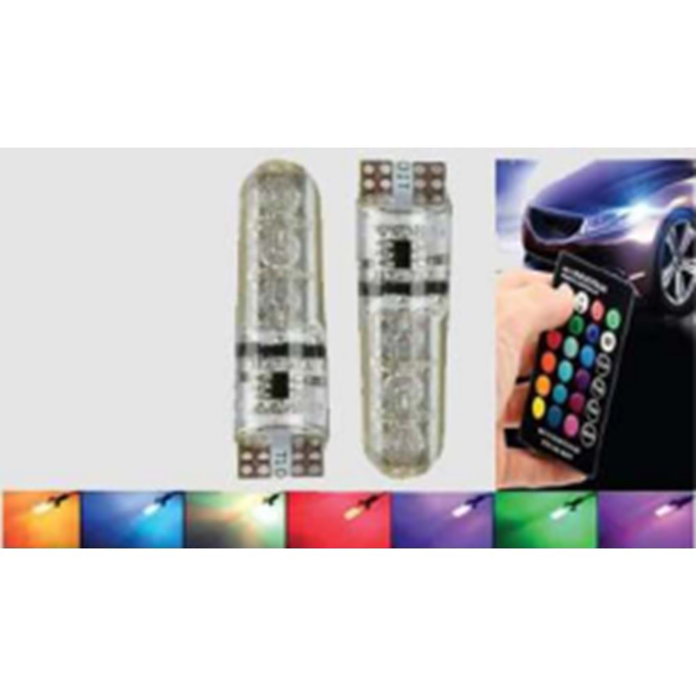 12V Dipsiz Ampül T10 Çakarlı Kumandalı