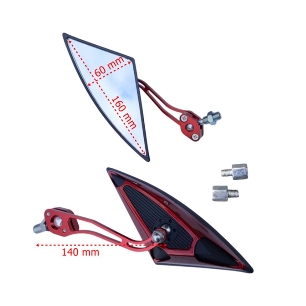 Motor Üçgen (Yarasa) Ayna (Kırmızı)