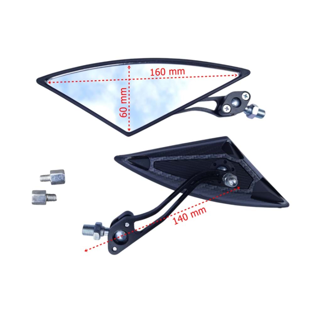 Motor Üçgen (Yarasa) Ayna (Karbon)