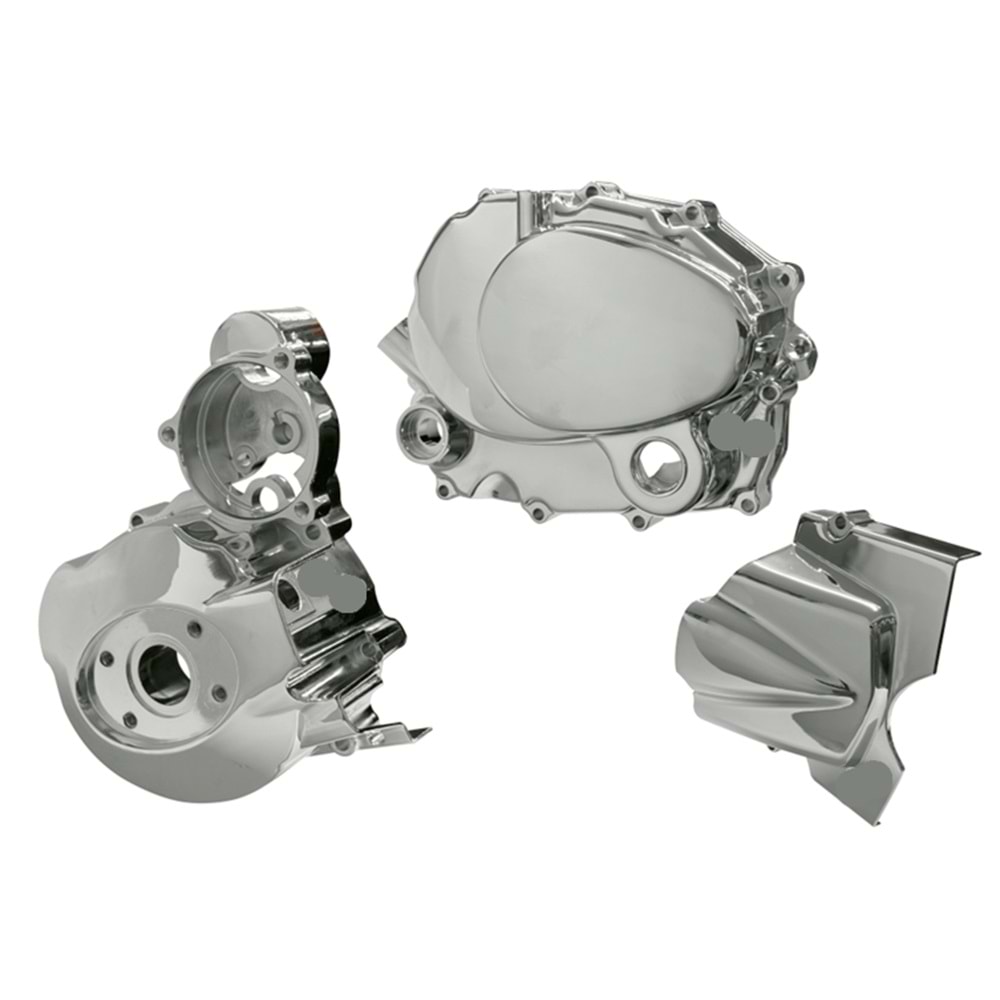 CG 125 Debriyaj Kapağı + Statör Kapağı + Ön Dişli Kapağı Set Nikel