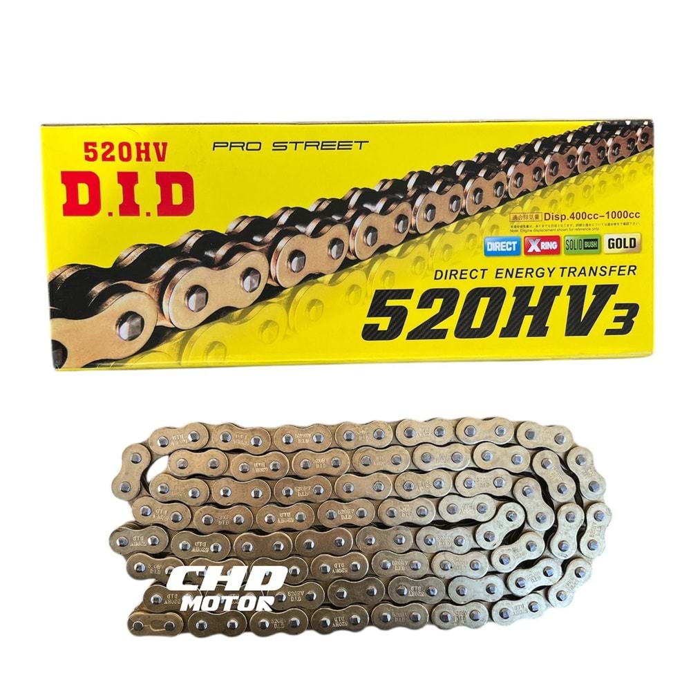 Motor Zincir 520H-120L Orinkli DID (Gold)