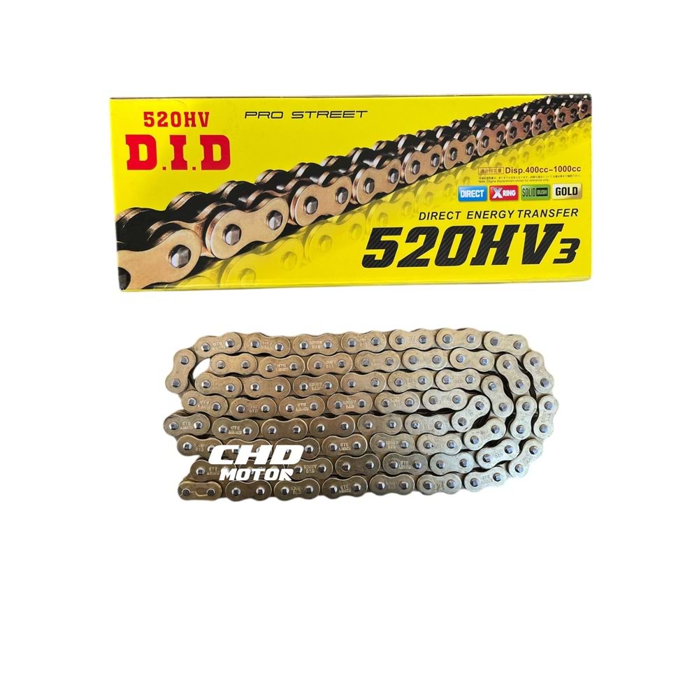 Motor Zincir 520H-128L Orinkli DID (Gold)