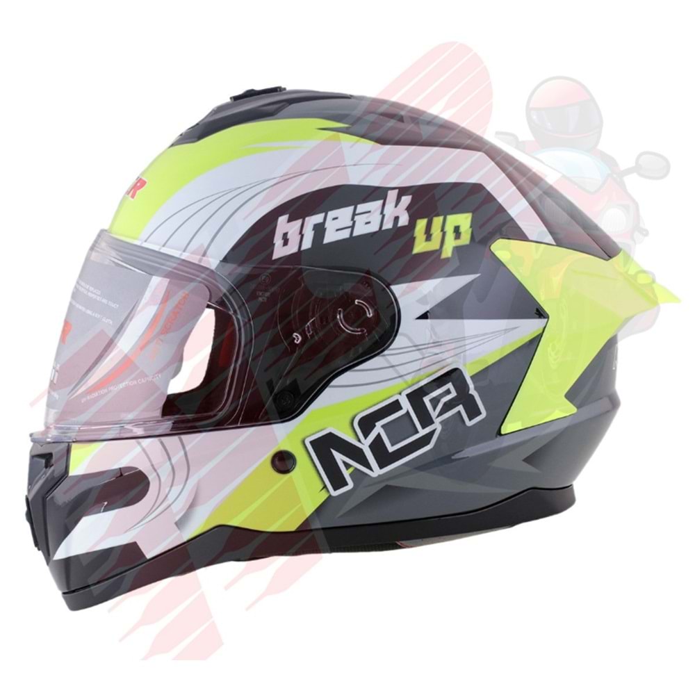 Kask Çene Sabit M70 NCR Gözlüksüz (Sarı Grafik) (M)