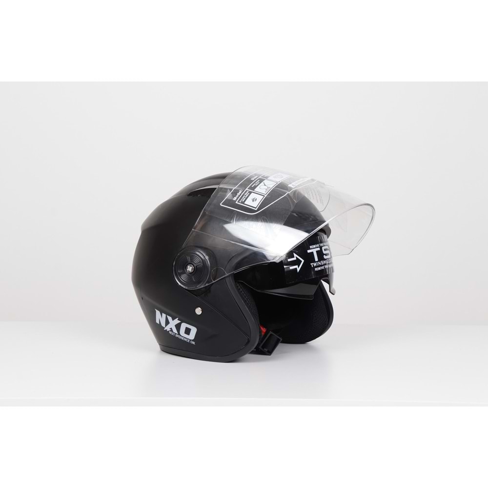 Kask Çenesiz Yerli Gözlüklü (PARLAK SİYAH)