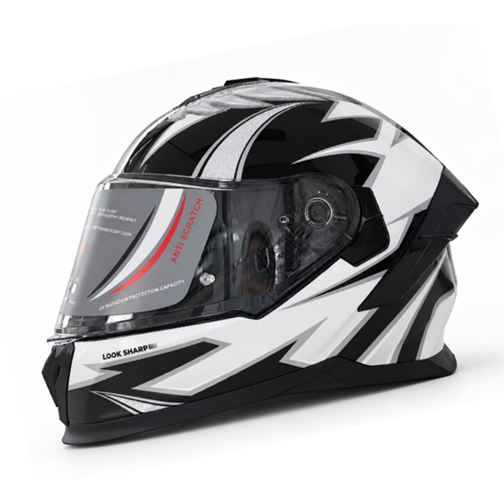 Kask Çene Sabit M73 NCR Gözlüklü (Siyah Wing Grafik) (XL)