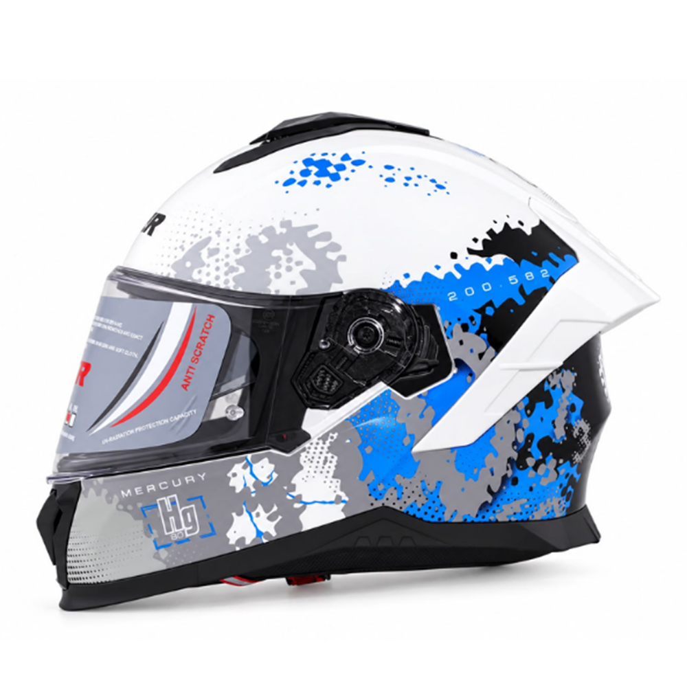 Kask Çene Sabit M73 NCR Gözlüklü (Mercury Beyaz Grafik) (M)