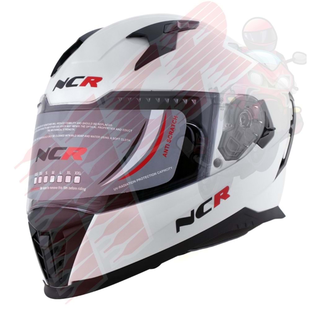 Kask Çene Sabit M69 NCR Gözlüklü (Beyaz) (XL)