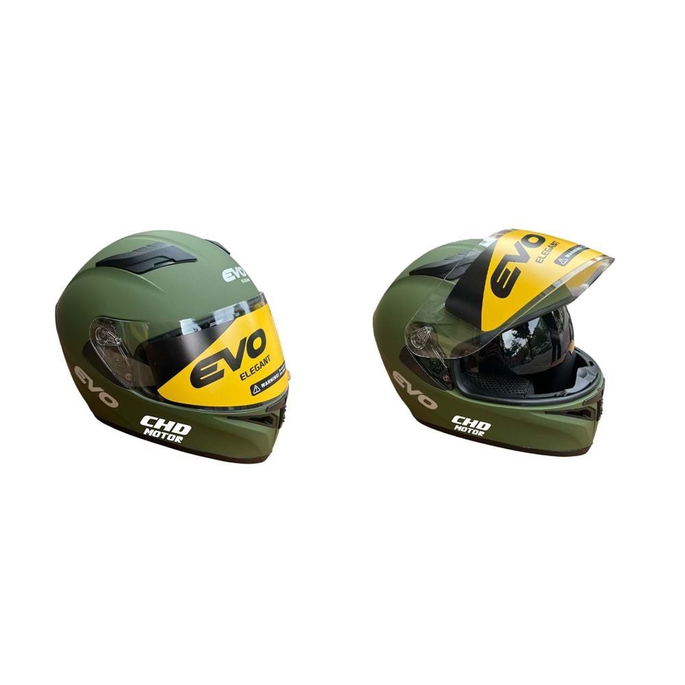 Kask Çene Sabit EVO Elegant Gözlüklü (Kamuflaj Yeşil) (M)