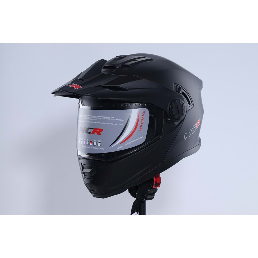 Kask Kros Çene Açılır NCR 165 Gözlüklü (Mat Siyah) (L)