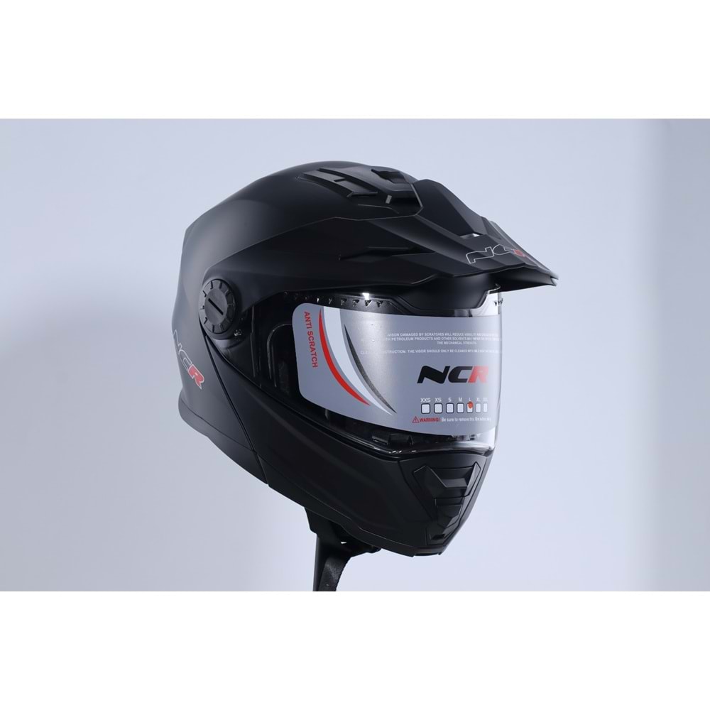 Kask Kros Çene Açılır NCR 165 Gözlüklü (Mat Siyah) (L)