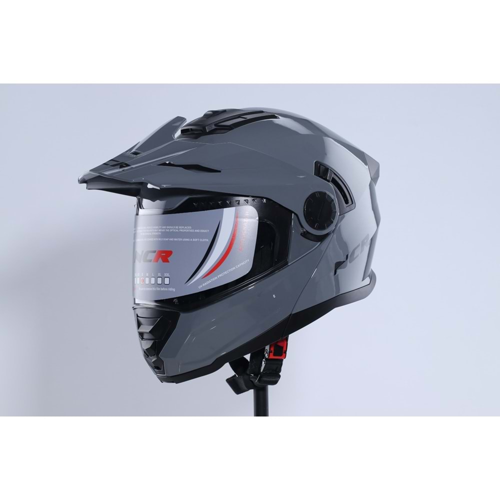 Kask Kros Çene Açılır NCR 165 Gözlüklü (Nardo Gri) (M)