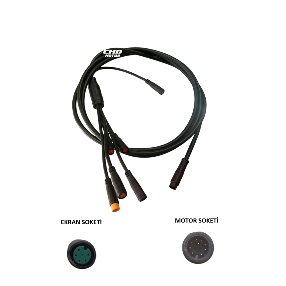 E-BİKE Petal Destekli Elektrik Tesisatı 2M Ekran Soketi 5 Giriş Motor Soketi 9 Giriş