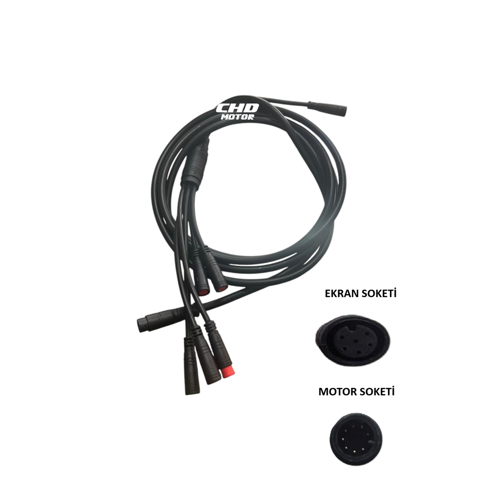 E-BİKE Petal Destekli Elektrik Tesisatı 2M Ekran Soketi 6 Giriş Motor Soketi 8 Giriş