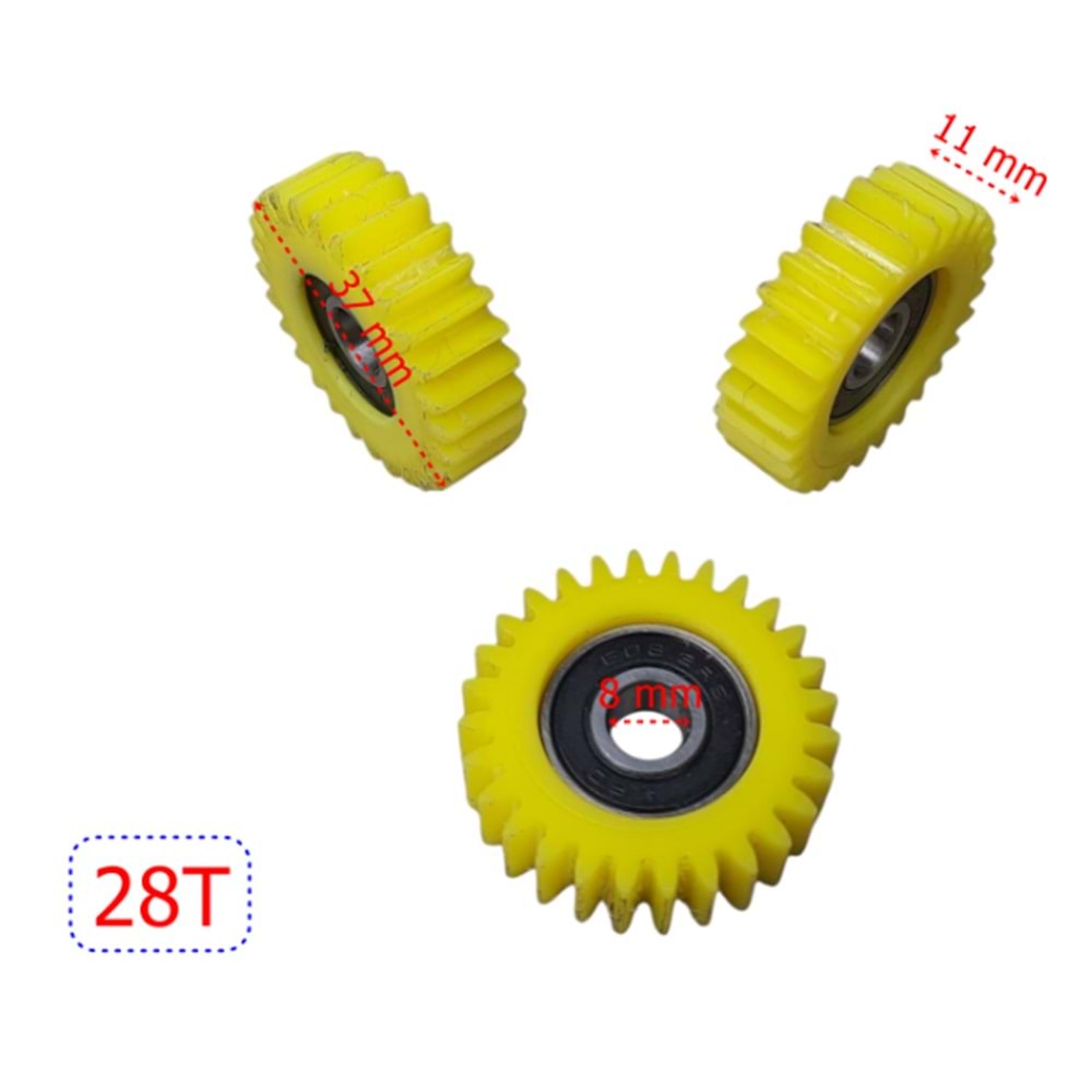 E-BİKE Petal Destekli Plastik Sarı Dişli 3 lü Set 28T