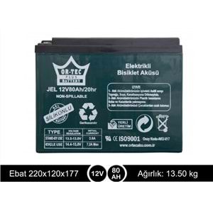 12V 80AH Akü E-Bike