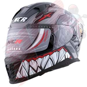 Kask Çene Sabit M69 NCR Gözlüklü (Gri Robot Grafik) (XL)