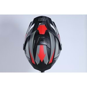 Kask Kros Çene Açılır NCR 165 Gözlüklü (Kırmızı-Gri Grafik) (XL)