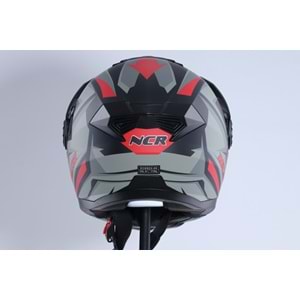 Kask Kros Çene Açılır NCR 165 Gözlüklü (Kırmızı-Gri Grafik) (XL)