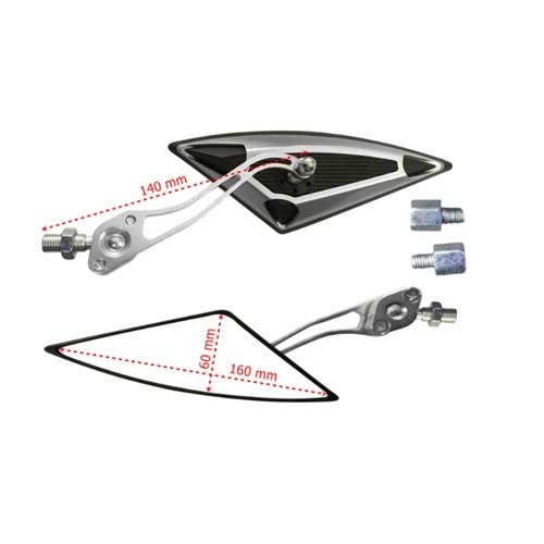 Motor Üçgen (Yarasa) Ayna (Gri)