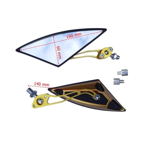 Motor Üçgen (Yarasa) Ayna (Gold)