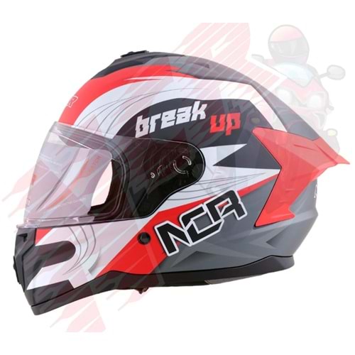 Kask Çene Sabit M70 NCR Gözlüksüz (Kırmızı Grafik) (M)
