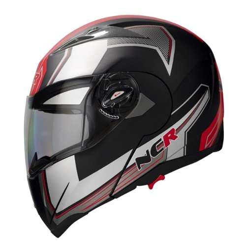 Kask Çene Açılır Gözlüklü NCR (Mat Siyah-Kırmızı) (XL)
