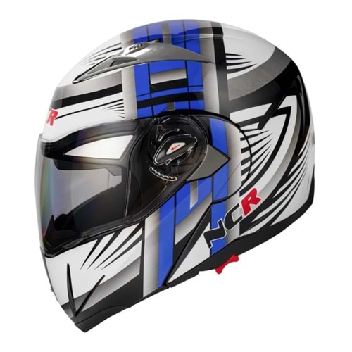 Kask Çene Açılır Gözlüklü NCR (Mat Siyah-Mavi) (XL)