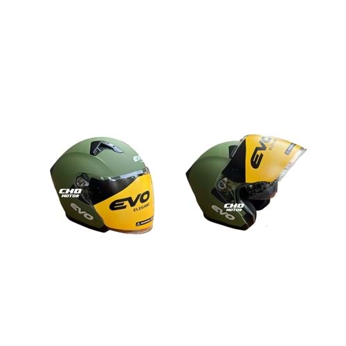 Kask Çenesiz Gözlüklü EVO (Kamuflaj Yeşil) (M)