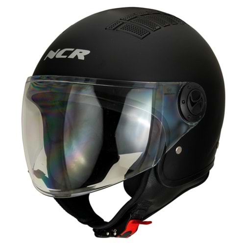Kask Çenesiz Gözlüksüz NCR (Parlak Siyah) (XL)