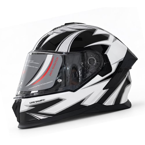 Kask Çene Sabit M73 NCR Gözlüklü (Siyah Wing Grafik) (XL)
