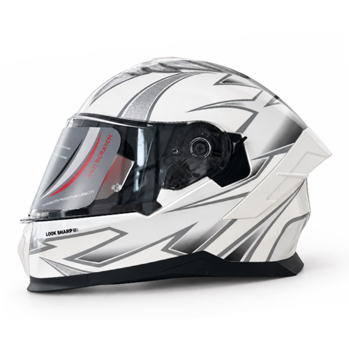 Kask Çene Sabit M73 NCR Gözlüklü (Gümüş Wing Grafik) (XL)