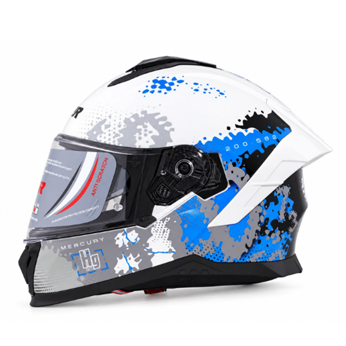 Kask Çene Sabit M73 NCR Gözlüklü (Mercury Beyaz Grafik) (M)