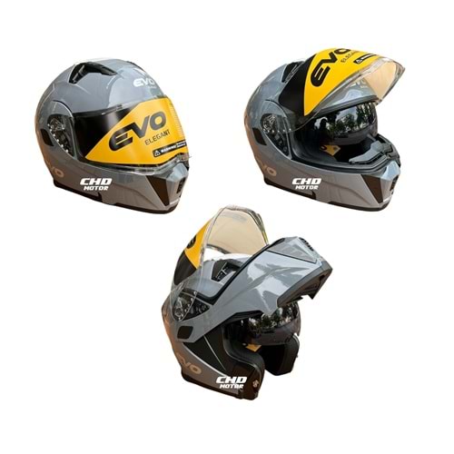 Kask Çene Açılır EVO Elegant Gözlüklü (Nardo Gri) (M)