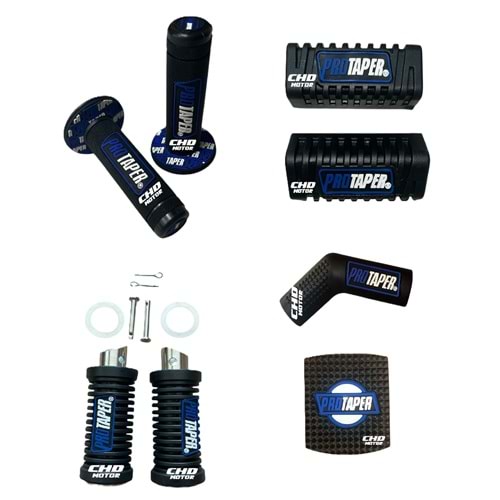 Protaper 5li Set Elcek-Arka Basamak-Ön Basamak Lastiği-Vites Çorabı-Fren Pedal Lastiği (Siyah-Mavi)