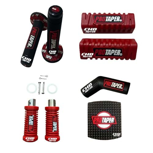 Protaper 5li Set Elcek-Arka Basamak-Ön Basamak Lastiği-Vites Çorabı-Fren Pedal Lastiği (Siyah-Kırmızı)