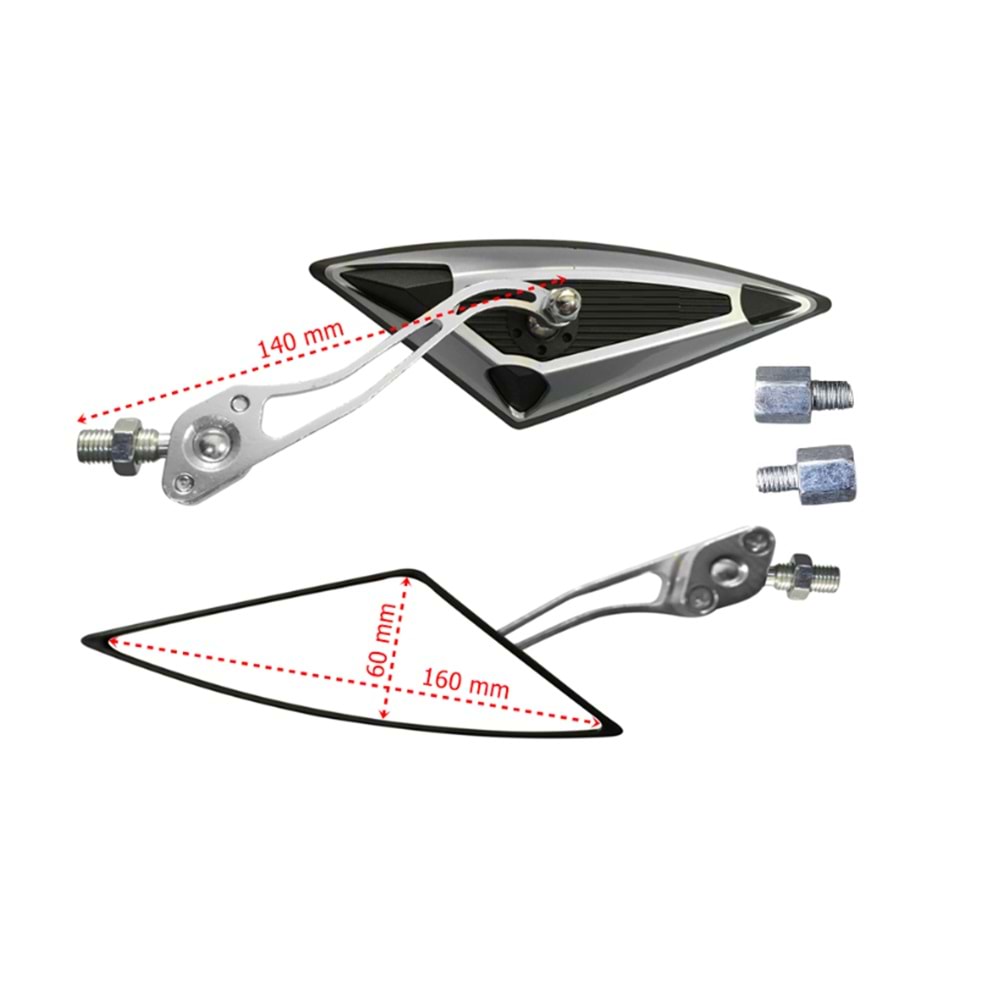 Motor Üçgen (Yarasa) Ayna (Gri)