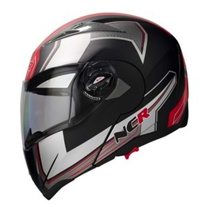 Kask Çene Açılır Gözlüklü NCR (Mat Siyah-Kırmızı) (L)