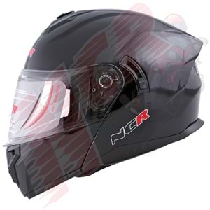 Kask Çene Açılır 166 NCR Gözlüklü (Parlak Siyah) (S)