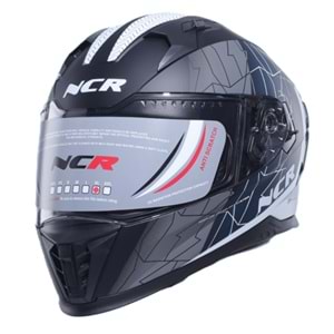 Kask Çene Sabit M69 NCR Gözlüklü (Beyaz-Gri Force Grafik) (L)