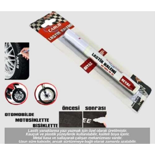 Lastik Yazı Kalemi Beyaz